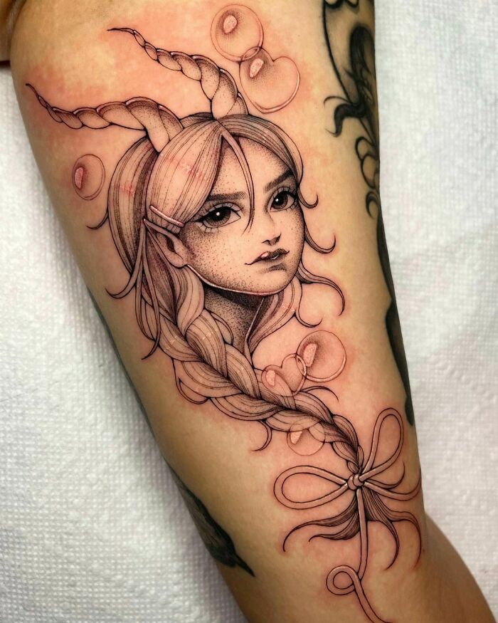 Cute Capricorn as a lady tattoo