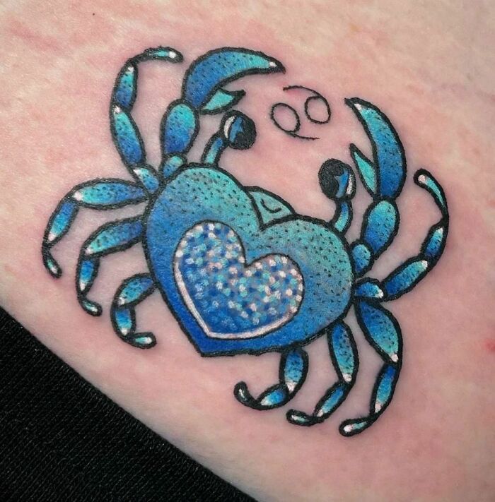 Cute watercolor Cancer tattoo