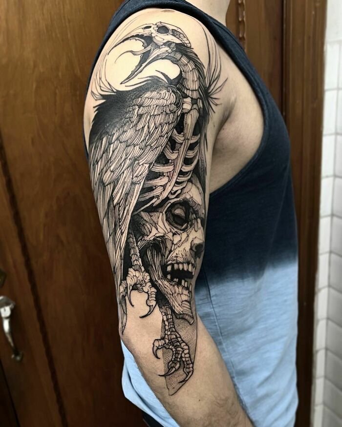 Grand Death Eagle Sleeve tattoo