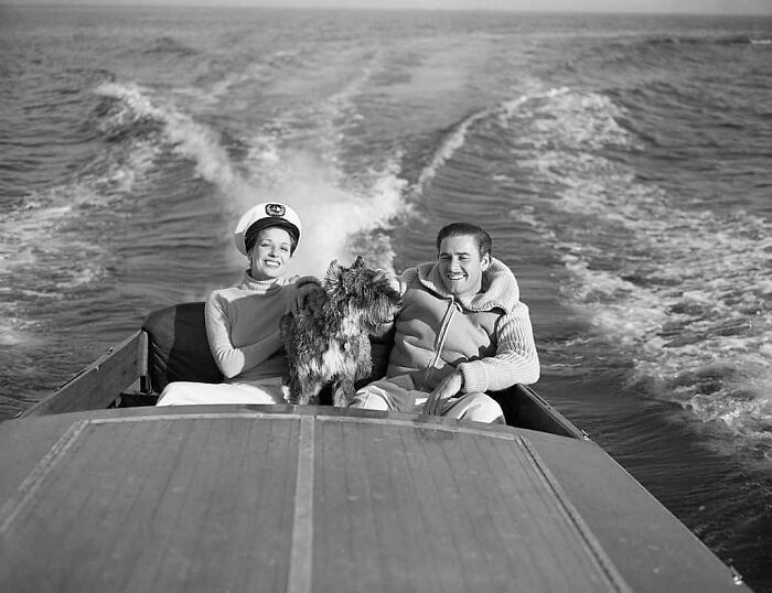 Errol Flynn And His First Wife, Lili Damita Going For A Boat Ride, 1940. Photo By George Rinhart