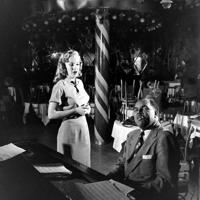 Marilyn Monroe Taking Singing Lessons With Bandleader, Phil Moore At The Mocambo, 1949. Photos By J. R. Eyerman