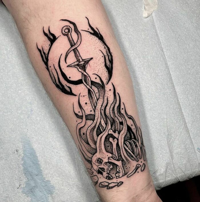 Bonfire from Dark Souls tattoo 