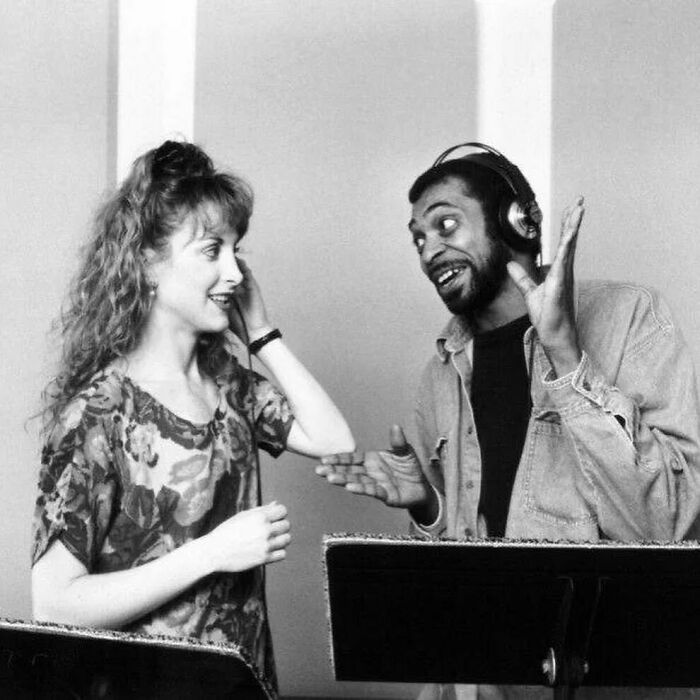 Jodi Benson, Samuel E. Wright, And Pat Carroll During A Recording Session For The Little Mermaid, 1989