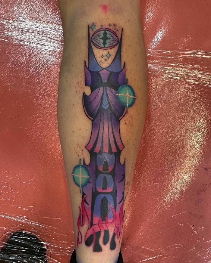 Purple dark tower tattoo 