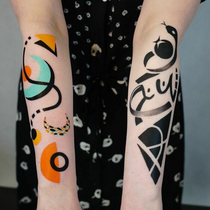 Abstract hand tattoos 