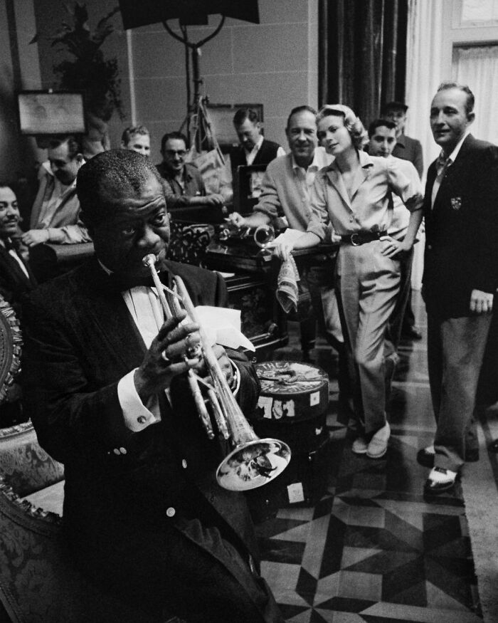 Louis Armstrong Performing An Impromptu Concert At Mgm Studios During The Production Of High Society, 1956. Photos By Bob Willoughby