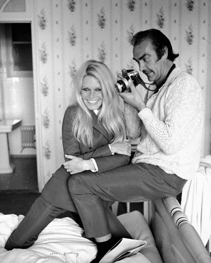Sean Connery Snapping Pictures Of Brigitte Bardot During The Production Of Shalako In Deauville, France, 1968. Photos By Terry O'neill