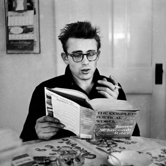 James Dean Reading Aloud During A Visit To His Childhood Home In Fairmount, Indiana, 1955