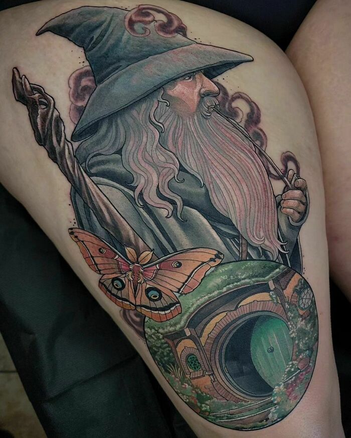 Gandalf smoking his pipe tattoo