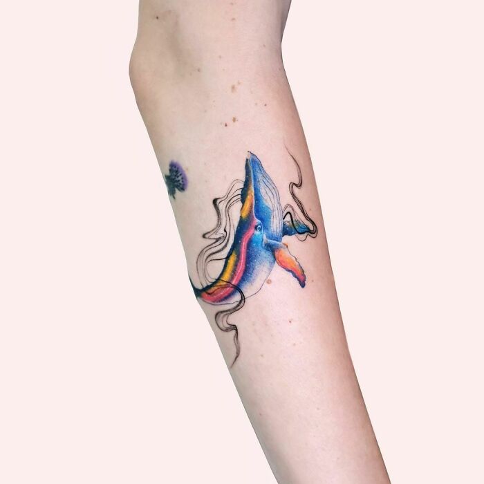 Magic and colorful Whale Abstract Tattoo 