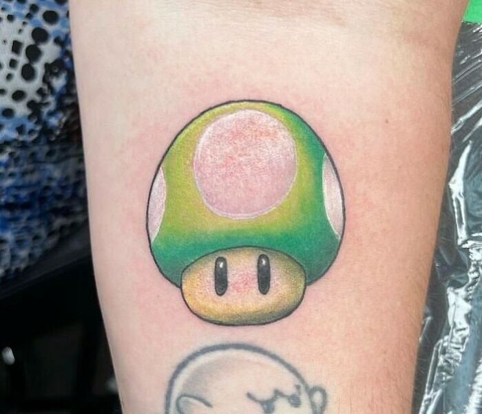 Mario mushroom tattoo