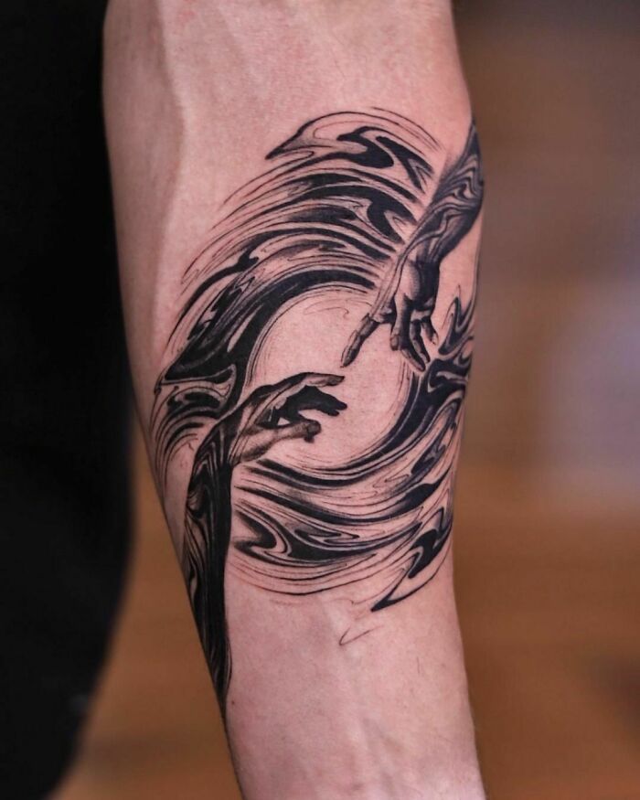Tattoo uploaded by Xavier • Geometric semi-abstract wave tattoo by Hill.  #Hill #HillTattoo #geometric #semiabstract #wave • Tattoodo