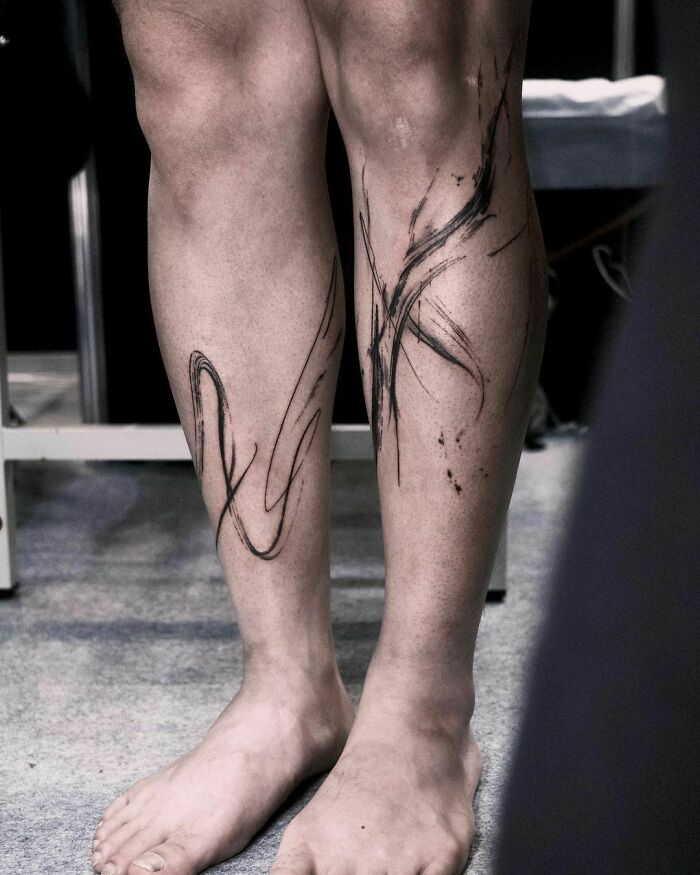 Abstract both leg Tattoos