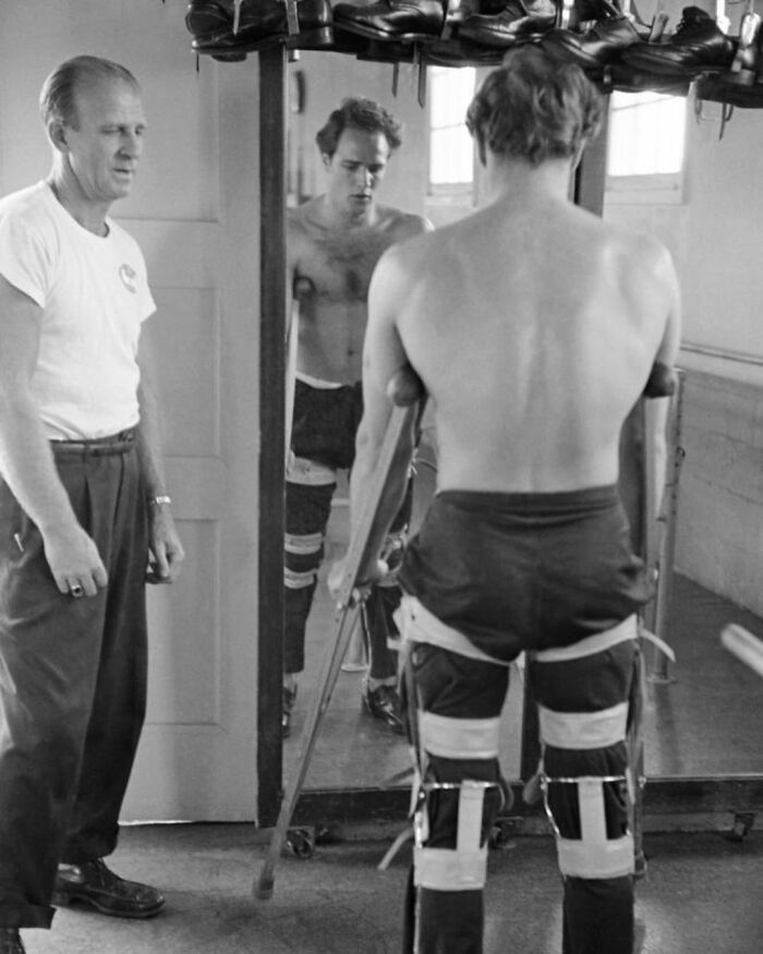Marlon Brando Training For His Film Debut In The Men (1950), The Story Of A Paraplegic Veteran