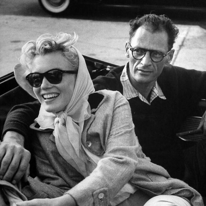 Marilyn Monroe And Arthur Miller Driving To Connecticut In Their Thunderbird Convertible, 1956