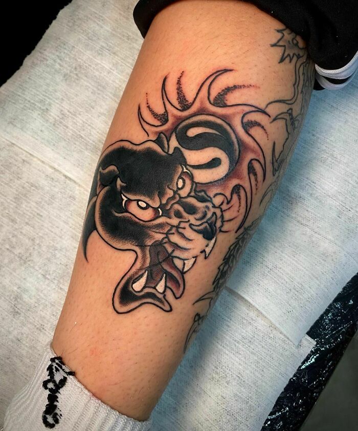 Traditional style yin yang symbol tattoo