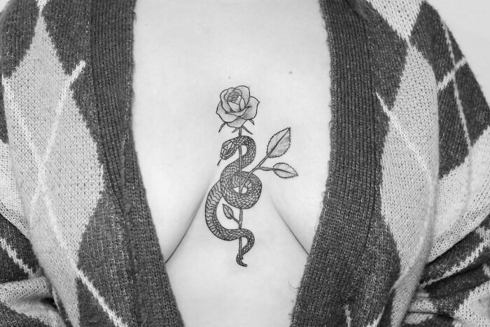 snake and rose tattoo 