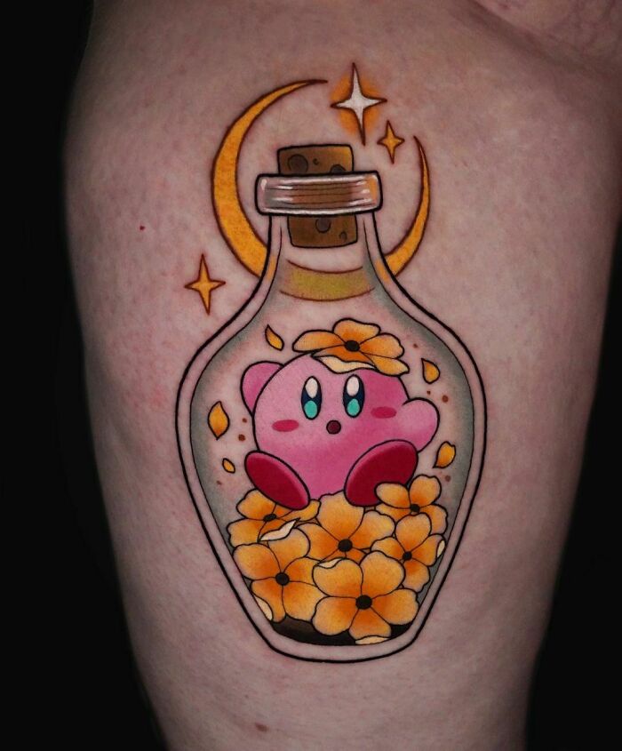 Kirby in the glass bottle Tattoo