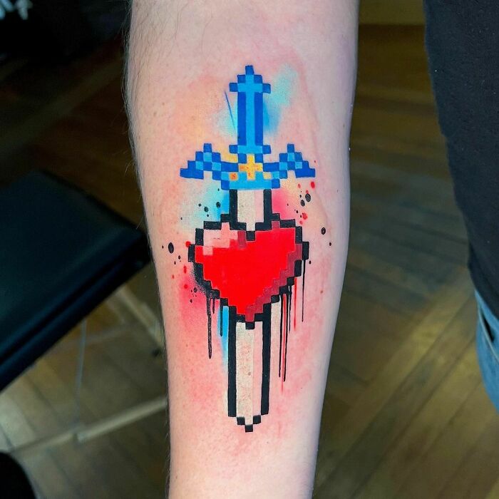 Sword and heart from Zelda Tattoo