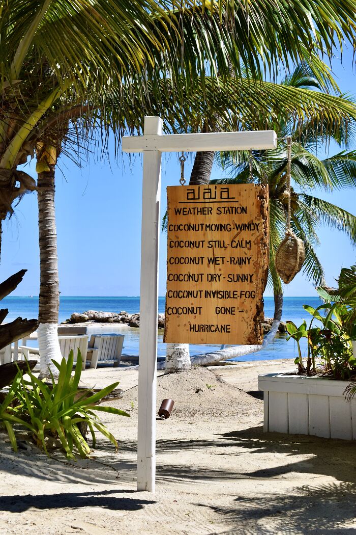 A Funny Weather Forecast Sign On A Beach In San Pedro, Belize