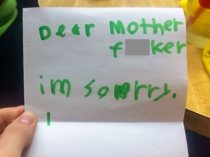 My Roommate Works At A School For Special Needs Kids. One Of The Students Wrote This Apology Letter Today