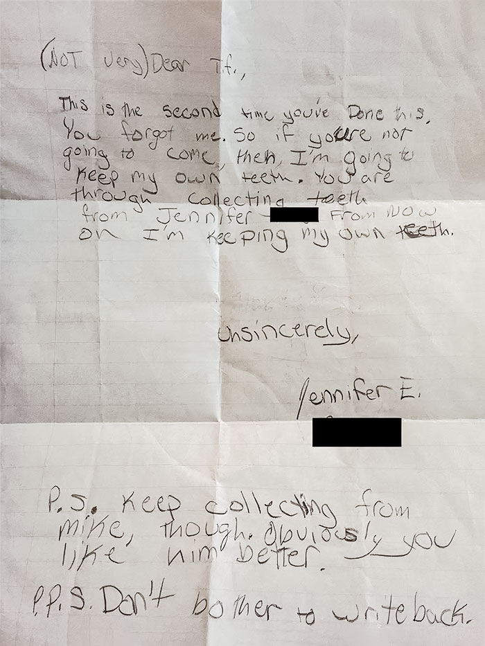 My Dad Found My Passive-Aggressive Note That I Wrote To The Tooth Fairy. It Was Better Than I Remember