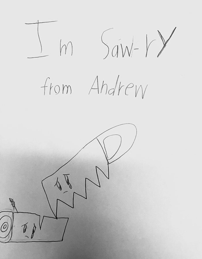 One Of My 4th-Grade Autistic Students Yelled At Me Yesterday. My Co-Teacher Told Him To Make Me An Apology Letter. This Is What He Made