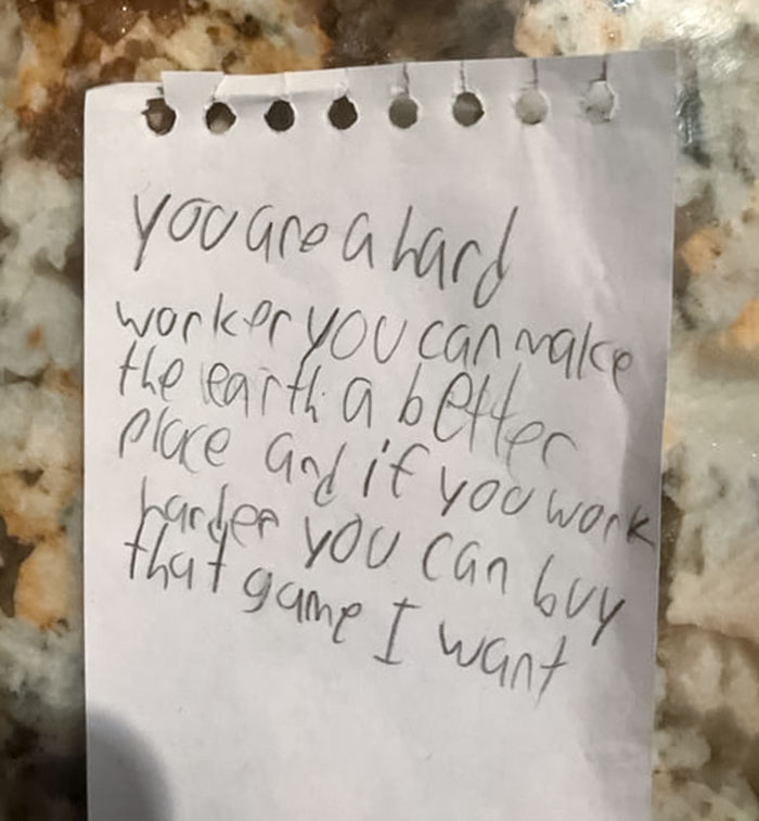 A Note That My Little Cousin Left For His Dad