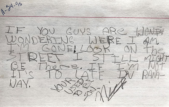 This Note From My Brother To My Parents In 1995