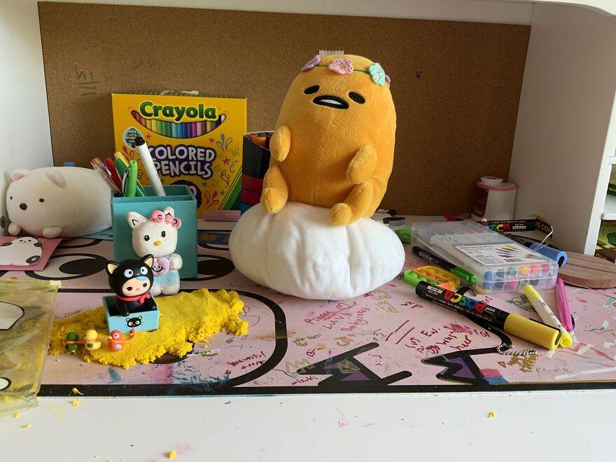 Chococat Figurine, Gudetama Sand-Slime, Lazy Gude-Fairy, And Let’s Not Forget Our Homemade, Slightly Angry/Skeptical Hello Kitty