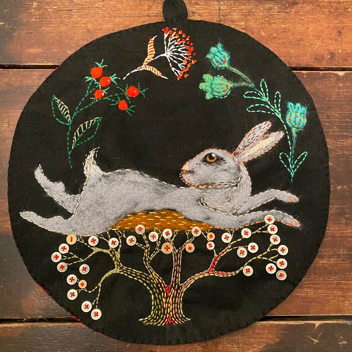 An Embroidered And Needle Felted Wall Hanging From From Birchwood Fine Art