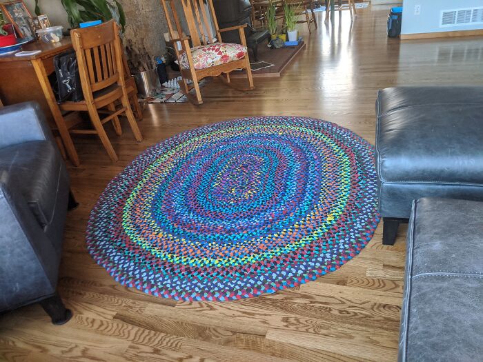 Braided Rug Made From Tee Shirts. Finally Done!