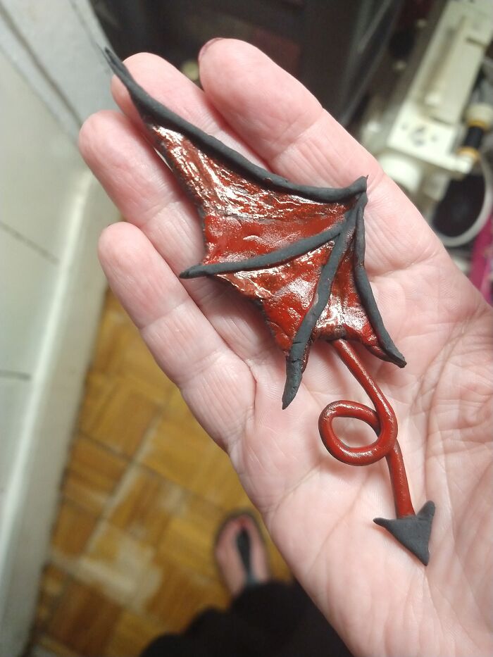 I Made Dragon Wings Earrings To Wear To My Nephew's Wedding. The Tails Broke Off In The Evening But They Are None The Worse For That