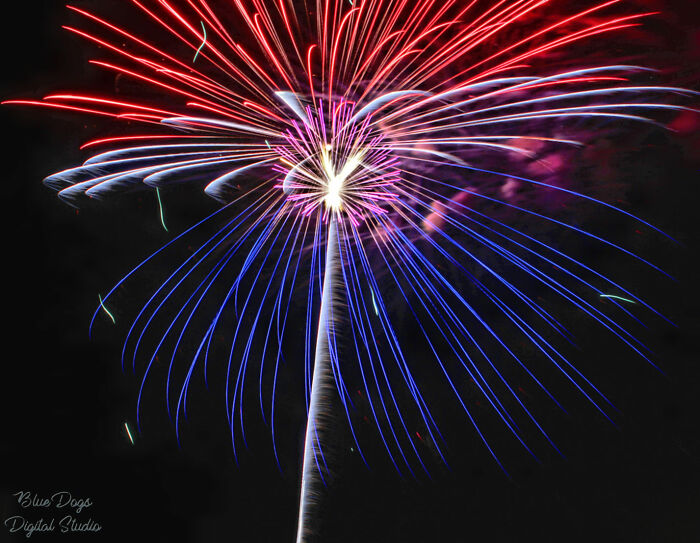 Long Exposure Shot Of Fireworks Blast