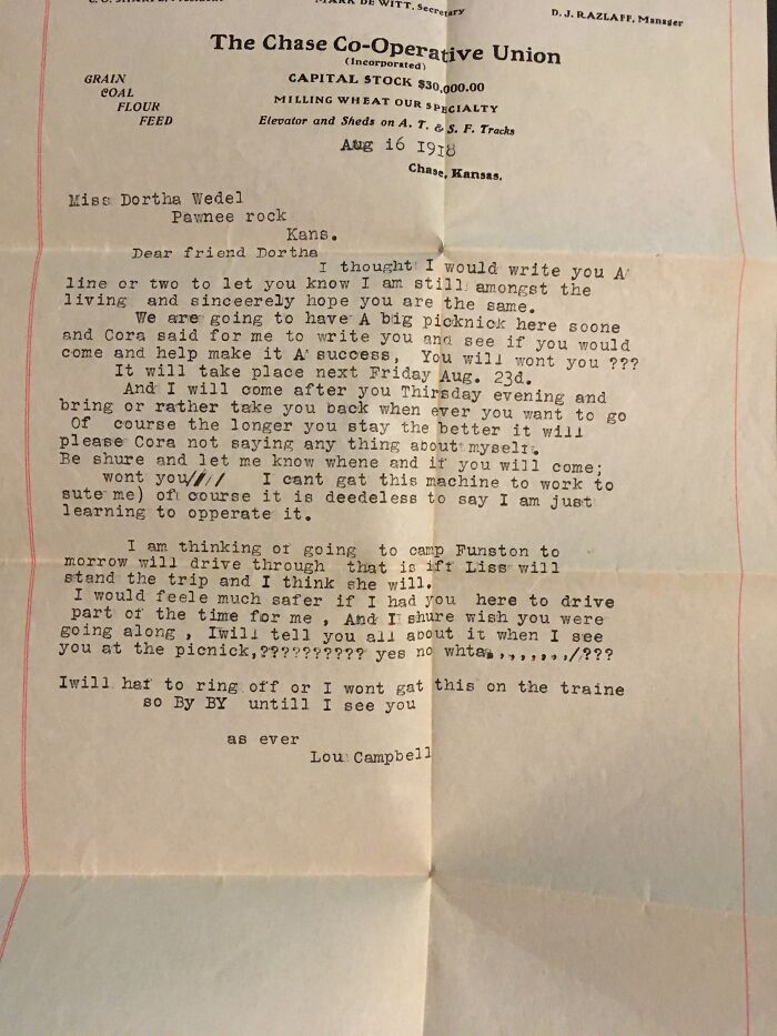 Love Letter From The Past. 1918