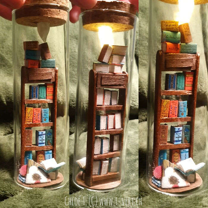 I Made Mini Bookcase With What Was Lying Around (Ice Cream Sticks, Etc.)