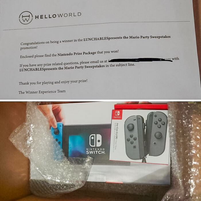 I Won A Nintendo Switch From A Lunchables Sweepstakes, And It Came In Today. I've Never Won Anything Like This In My Life