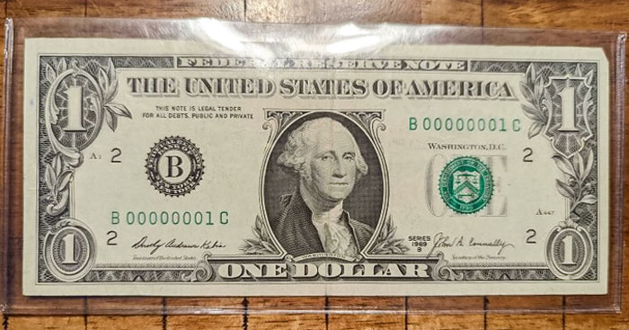 This Is A 1969 Dollar Bill We Found In My Dad's Small Money Collection With A 00000001 Serial Number