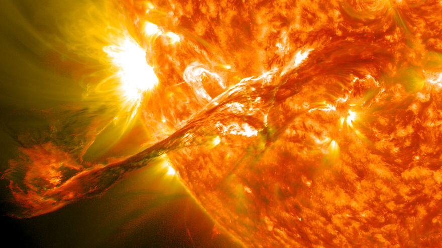 A Long Filament Of Solar Material That Had Been Hovering In The Sun's Atmosphere, The Corona, Erupted Out Into Space By Nasa Goddard Space Flight Center
