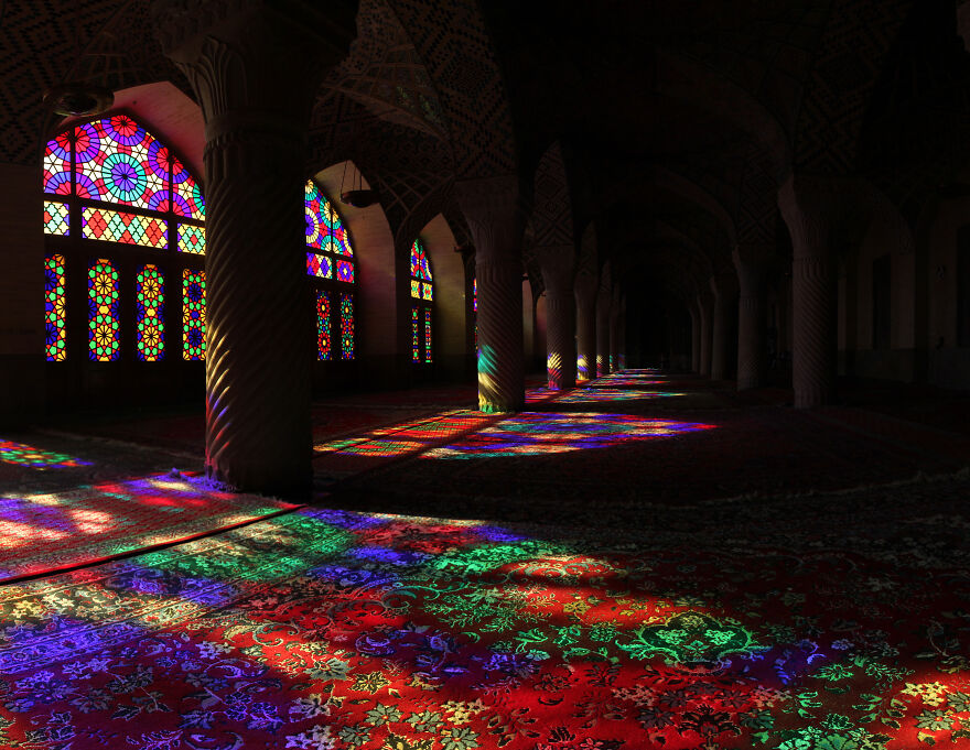 A View Of The Interior Of Nasir Ol Molk Mosque Located In Shiraz By Ayyoubsabawiki