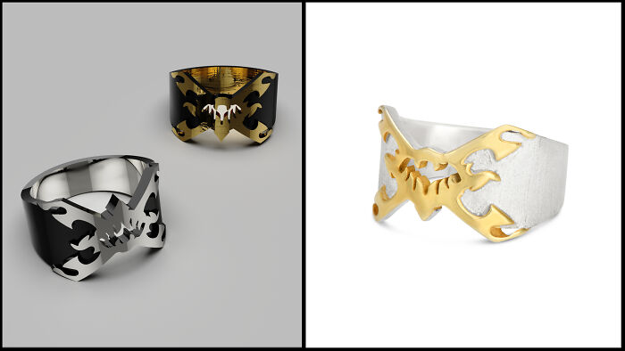 Pyke Ult, League Of Legends Inspired Ring. Render (Left) vs. Real (Right)