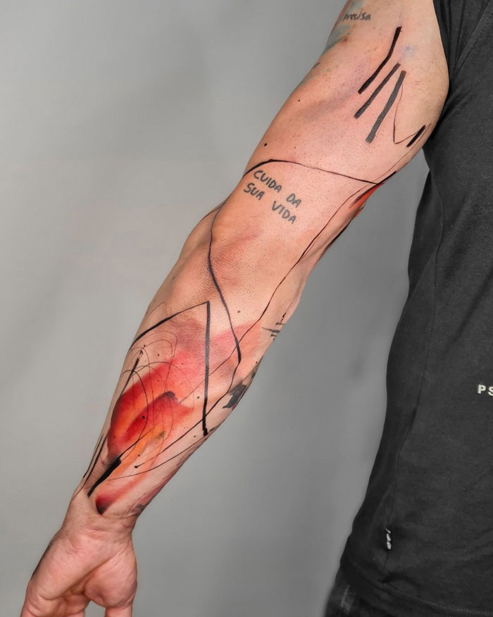 Abstract and colorful hand Tattoo