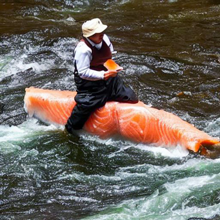 I Wanted To Generate A Picture Of A Fisherman That Catches A Salmon Using AI, And This Is What I Got