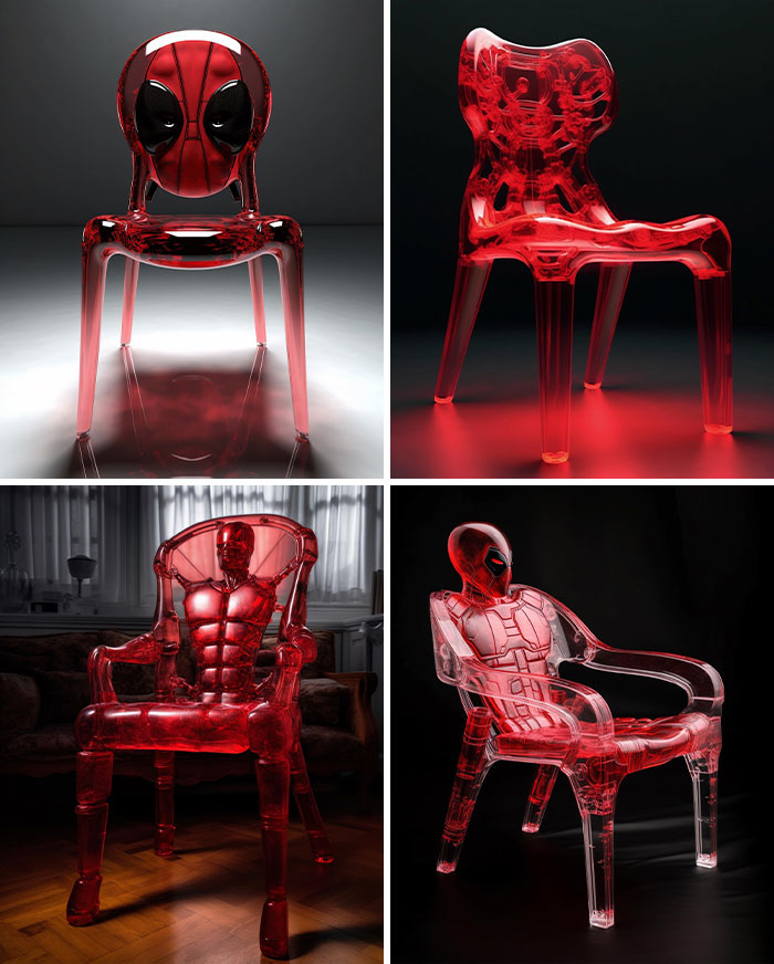 So I Was Trying To Make Images Of Deadpool Sitting In An Acrylic Chair. Let's Just Say That I Was Having Issues With Getting Midjourney To Understand The Task At Hand