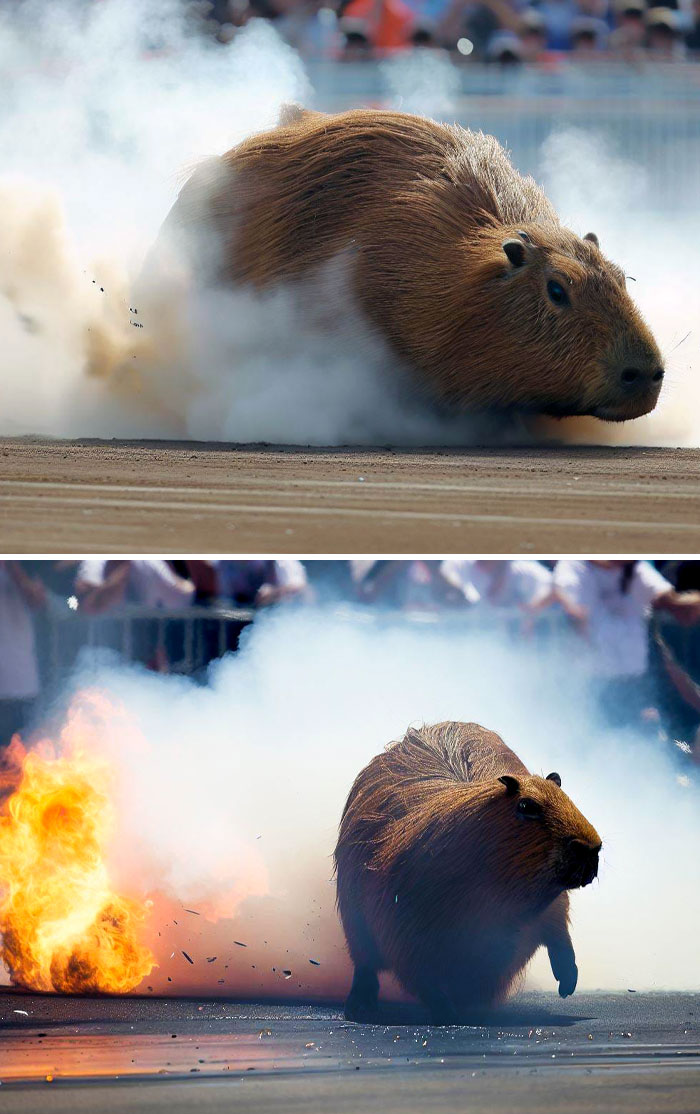 Australian Capybara Burnout Competition