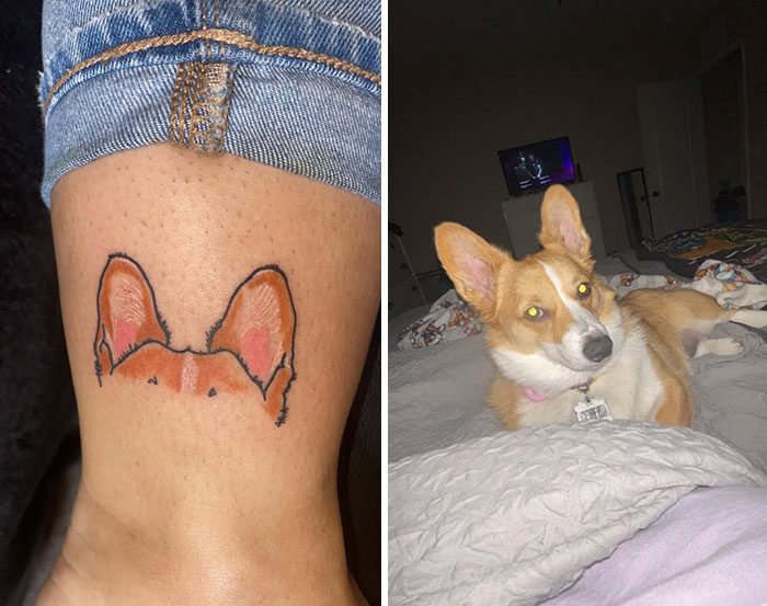 Dog's ears ankle tatoo
