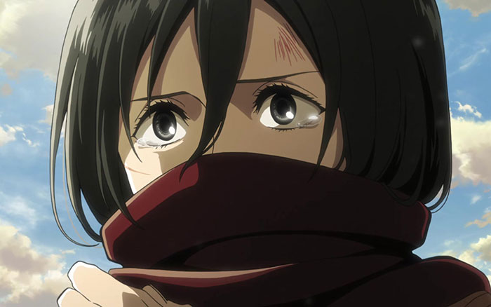 Mikasa Ackerman wearing red scarf