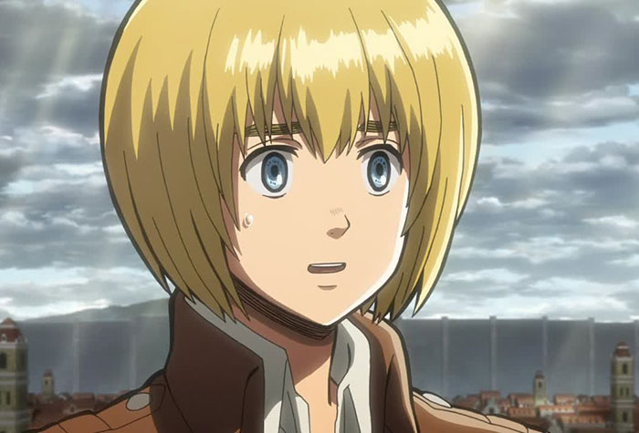Armin Arlert wearing brown jacket