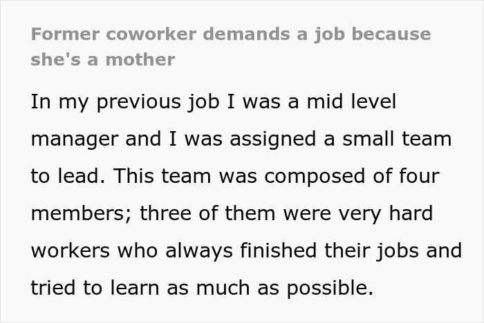 Entitled Employee Demands Her Former Manager To Hire Her At His New Job, He Laughs In Her Face Entitled Employee Demands Her Former Manager To Hire Her At His New Job, He Laughs In Her Face