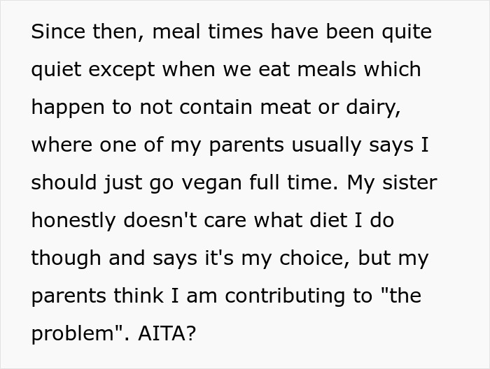 The man refuses to become a vegetarian as the whole family does, and he hates it